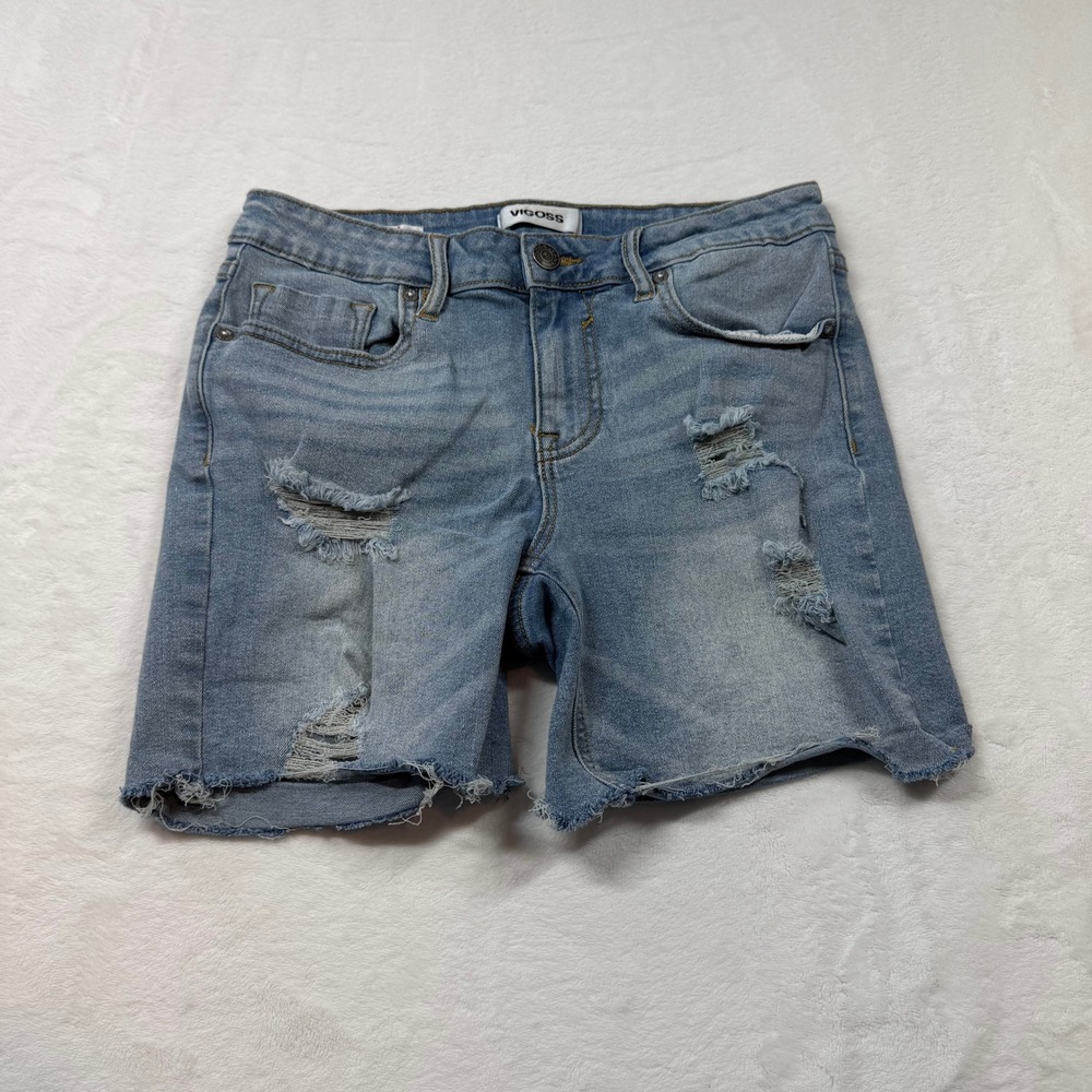 Vigoss Marley Denim Shorts Womens 27 Blue Good Distressed Cut Off Light Wash